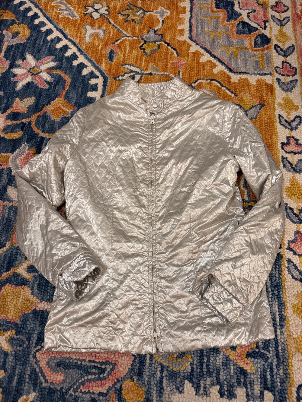 Women's Quilted Metallic Jacket in Silver